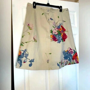 Marks & Spencer Autograph Beige Floral Woman’s Skirt Size 12 UK 16 Flare Vibrant